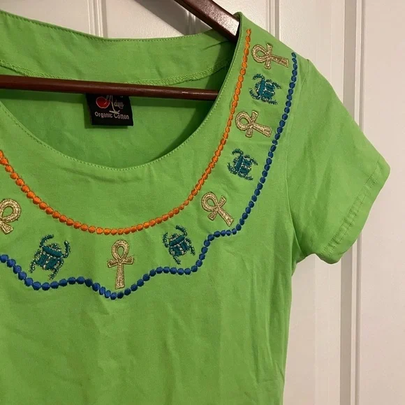 Adam Organic Cotton Egyptian style women’s size small shirt lime color shirt - Picture 4 of 16